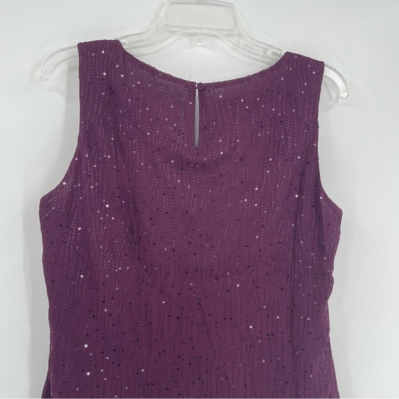 Talbots Silk Sleeveless Top Womens Size 12 Maroon Sequins lined Tank Shell - Picture 8 of 9